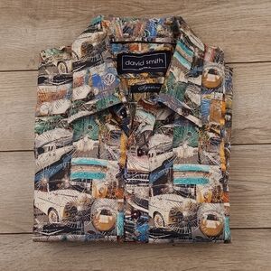 DAVID SMITH Signature Abstract Cars Cotton Sz XL Slim Fit Mens Long Sleeve Shirt